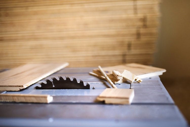 A circular table saw for cutting wood.