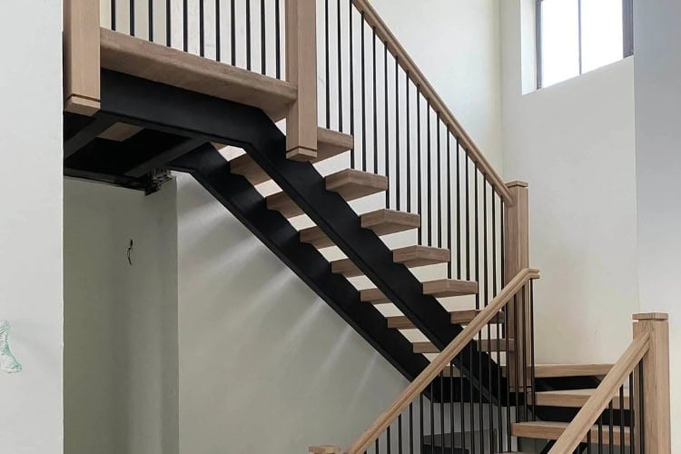 New staircase installation by Buckeye Stairs.