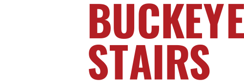 Buckeye Stairs logo with red text and a white staircase